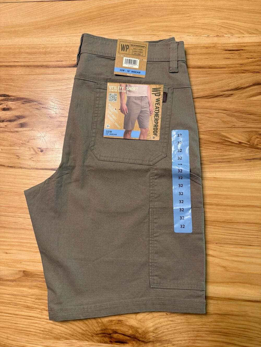 Weatherproof Utility Short Size 32W 10" Inseam Khaki Stretch Rip-Stop NWT
